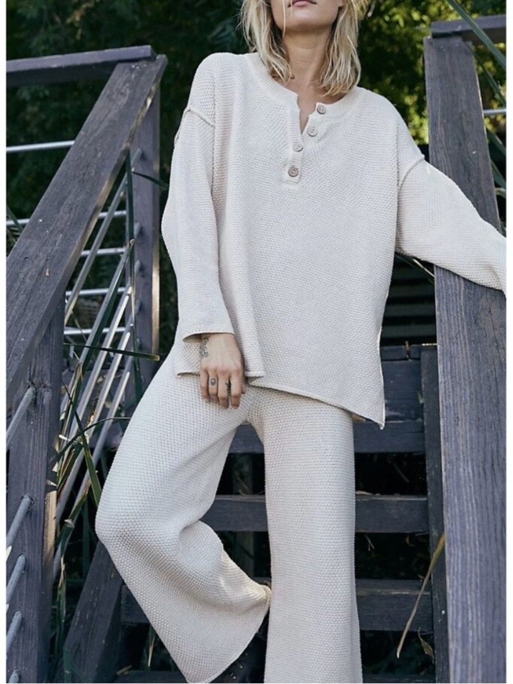 Free People Beach Hailee Sweater Set in Ivory Cream Size Small